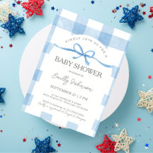 Klassisk Blå Rutig Pojk Babyshower