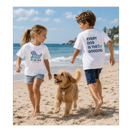 Klassisk blå seersucker-leende hundsilhuett t shirt