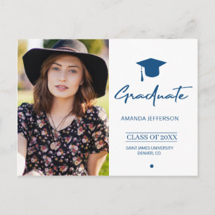 Klassisk blå Studenten   Modern skriptfoto Vykort