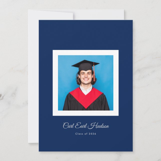 Klassisk blå studentfoto för gymnasiet meddelande (Framsida)