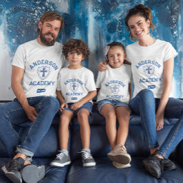 Klassisk blå text Kor och Shield Homeschool T Shirt