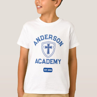 Klassisk blå text Kor och Shield Homeschool T Shirt