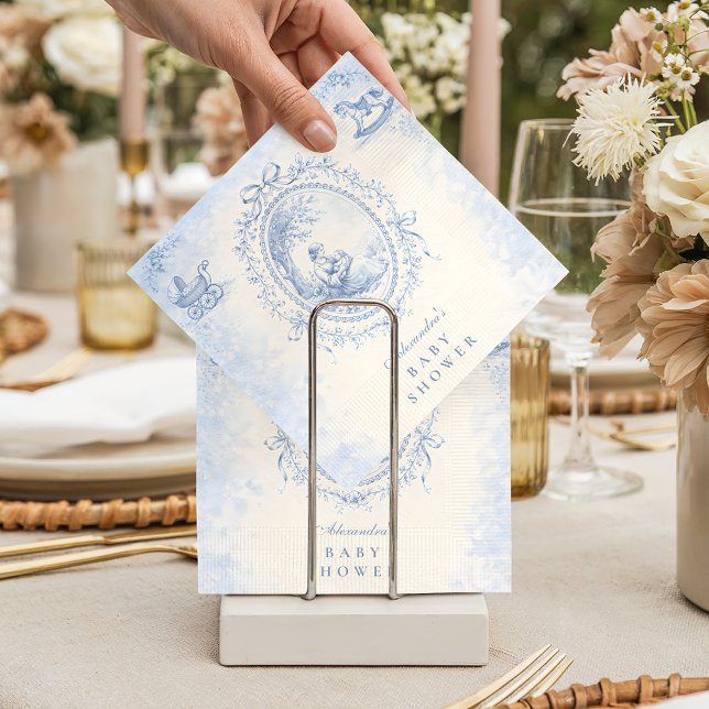 Klassisk blå Toile Baby Shower Pappersservett (Skapare uppladdad)
