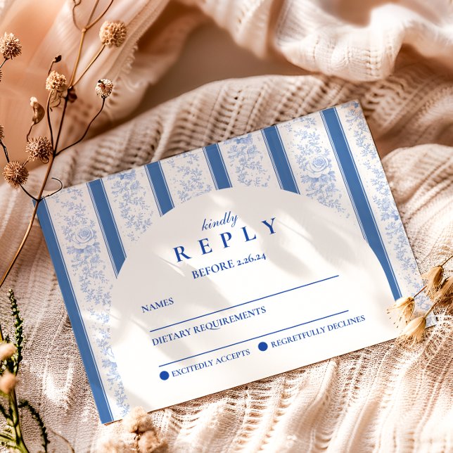 Klassisk Blå Toile Studentfest OSA Kort (Skapare uppladdad)