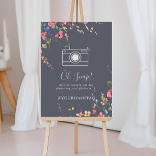 Klassisk blå Vild Blommigt Bröllop Oj Snap Poster