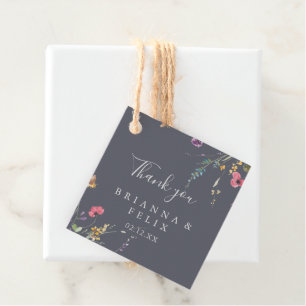 Klassisk, blå Vild-Blommigt, Märkre för bröllopsfa Gåvor Etiketter