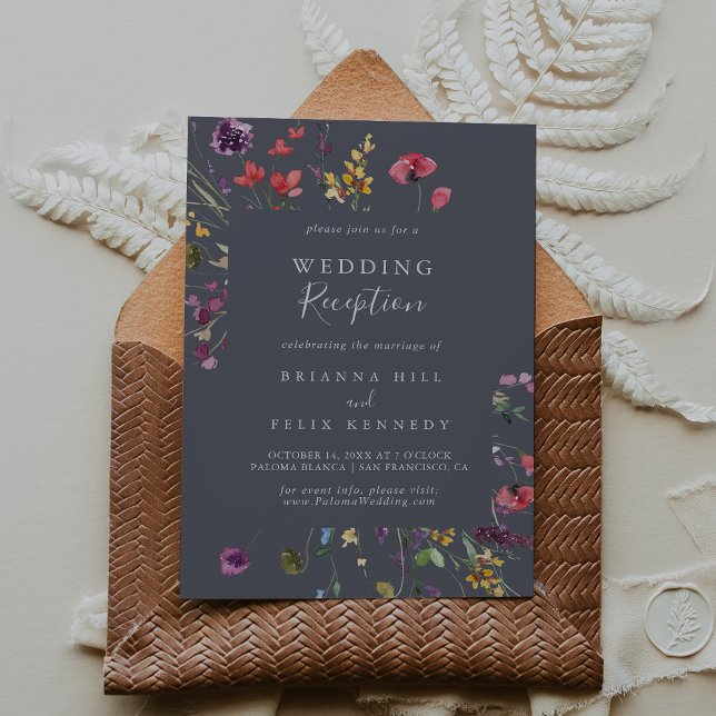 Klassisk blå vild blomsterbröllopsmottagning inbjudningar (Skapare uppladdad)