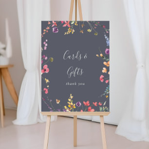 Klassisk blå vild blomsterkort och presentkort sky poster