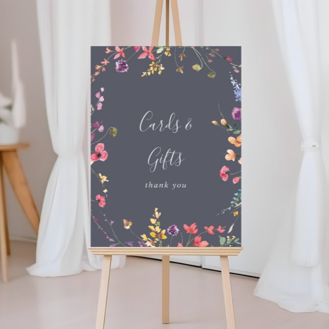 Klassisk blå vild blomsterkort och presentkort sky poster (Skapare uppladdad)