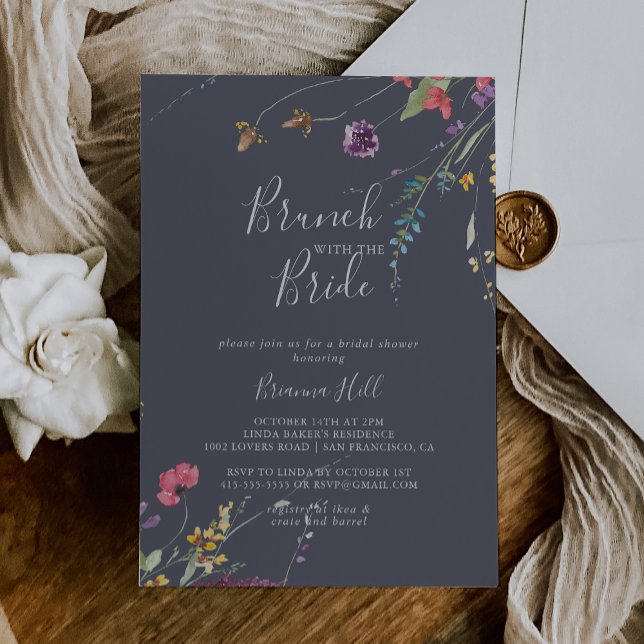 Klassisk blå Vild Brunch med Bride Shower Inbjudningar (Skapare uppladdad)