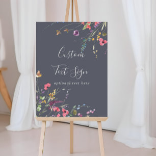 Klassisk blå vild floral anpassad textskylt poster