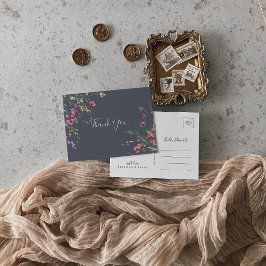 Klassisk Blå Vild Floral Tack Kort