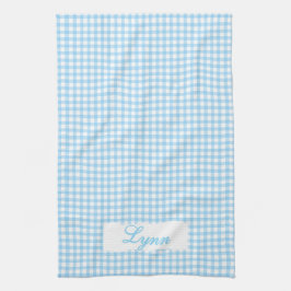 Klassisk Blå & Vit Gingham | Personligt Namn Kökshandduk