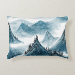 Klassisk blå vit kinoiserie liggande målning prydnadskudde