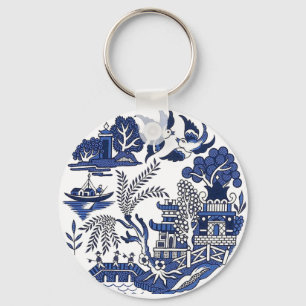 Klassisk blå Willow Design Nyckelring