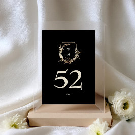 Klassisk Black & Cream Monogram Guld-utandning Brö Bordsnummer