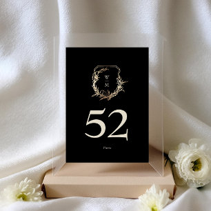 Klassisk Black & Cream Monogram Guld-utandning Brö Bordsnummer