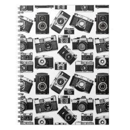 KLASSISK BLACK- OCH VITRETRO-PHOTO CAMERAS-KONSTRU ANTECKNINGSBOK