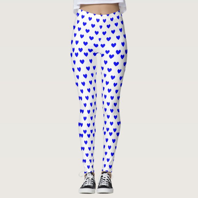 Klassisk blåhjärtsformad Mönster-minimalistisk hjä Leggings (Framsida)