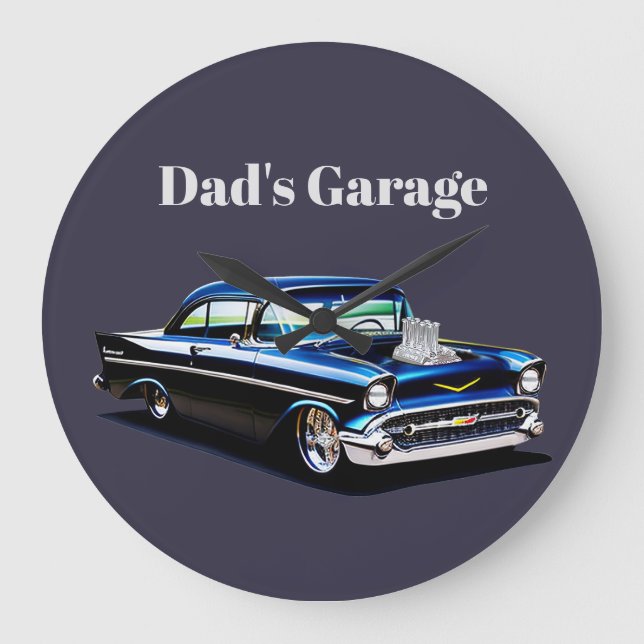 Klassisk blåstömningsbil stor klocka (Framsida)