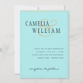 Klassisk Blek Turcos Seaglass Guld Bröllop Inbjudningar