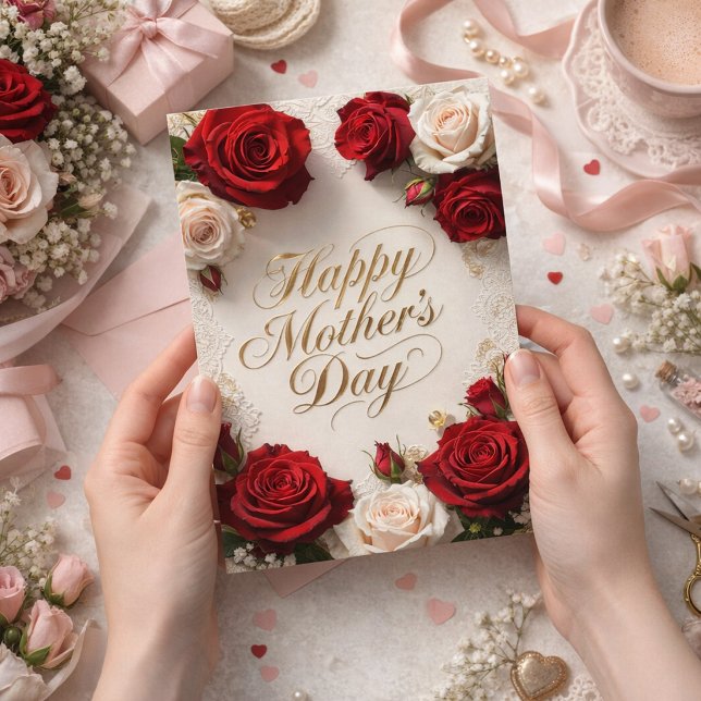 Klassisk blommig design för mors dag julkort (Skapare uppladdad)
