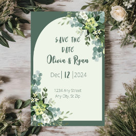 Klassisk Blommig Grönska Spara Datumet Inbjudningar