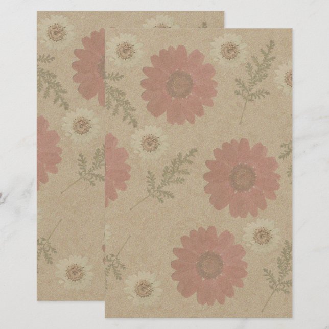 Klassisk Blommig Inbjudan Brevpapper (Fram/baksida)