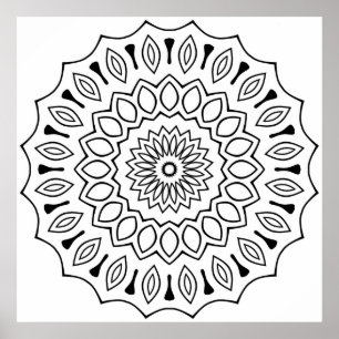 Klassisk Blommig Mandala Målarbild Invecklad Konst Poster