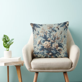 Klassisk blommigt, atmosfärblått vintage elegant 2 kudde