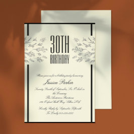 Klassisk Blommigt Beige Vuxen Birthday-inbjudan Inbjudningar