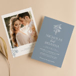 Klassisk Blommigt Dusty Blue Bröllop-minimalistisk Inbjudningar<br><div class="desc">Klassisk Blommigt Dusty Blue Bröllop-minimalistisk fotoinbjudan. Anpassa enkelt genom att ersätta varje info. Kontrollera förhandsgranskningen innan du lägger till i kundvagn.</div>