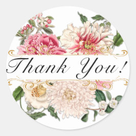 Klassisk Blommigt Guld Swirls Elegant White Tack Runt Klistermärke