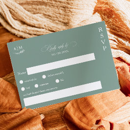 Klassisk blommigt i monogrammet grönt bröllop OSA kort