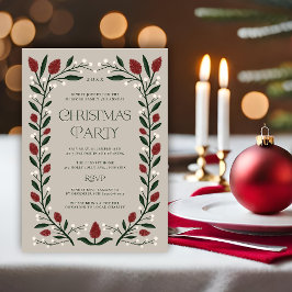 Klassisk Blommigt Ram jul Party Inbjudningar