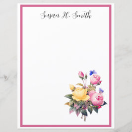 Klassisk Blommigt Rosa Gul ros Lila Butterfly