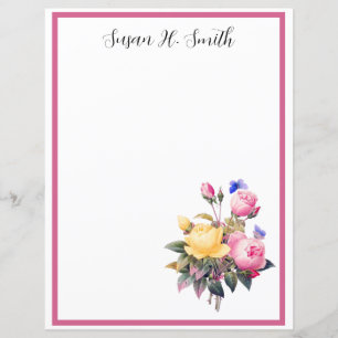 Klassisk Blommigt Rosa Gul ros Lila Butterfly