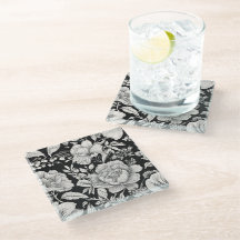 Klassisk Blommigt, svart och vit Vintage