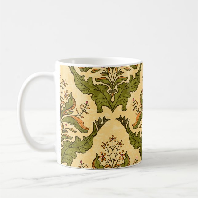 Klassisk blommigt tapet: styliserad damm. kaffemugg (Vänster)