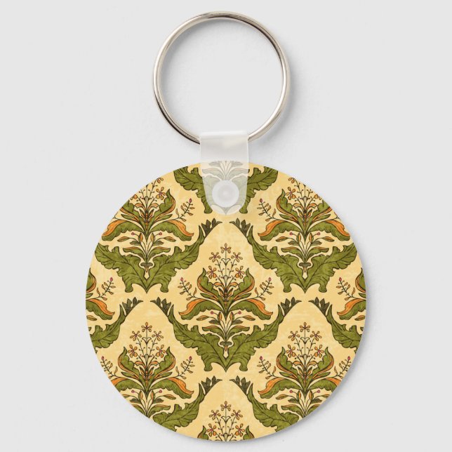 Klassisk blommigt tapet: styliserad damm. nyckelring (Framsida)
