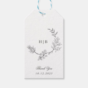 Klassisk Blommigt Utandning Monogram Bröllop Presentetikett