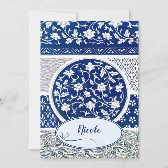 Klassisk Blommigt - utskrift av ornament Inbjudningar (Framsida)