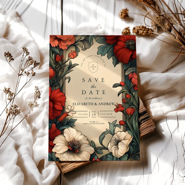 Klassisk blomsterbröllop Art Nouveau Spara Datumet (Skapare uppladdad)
