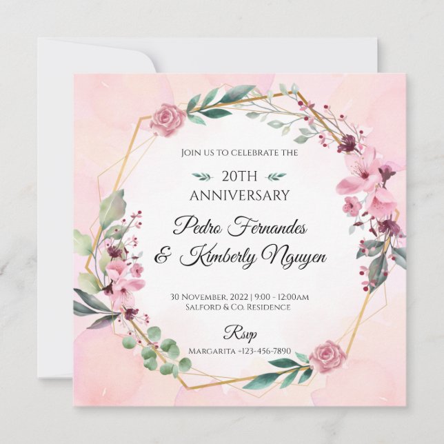 Klassisk blomsterbröllopsinbjudan inbjudningar (Framsida)