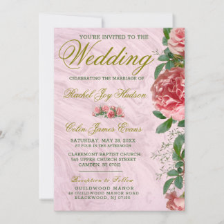 Klassisk blomsterbröllopsinbjudan med grönska