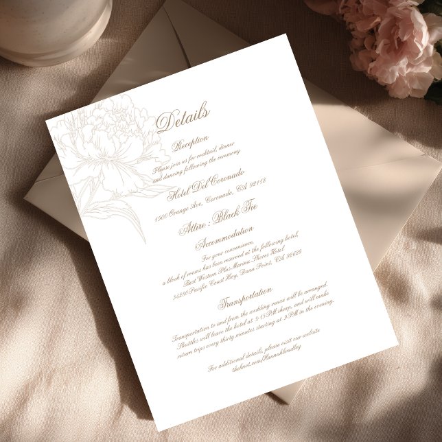 Klassisk blomsterdetaljerad kuvertkort med kontur tilläggskort (Skapare uppladdad)