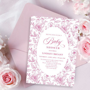 Klassisk blomstergitarrros Baby Shower-inbjudan Inbjudningar