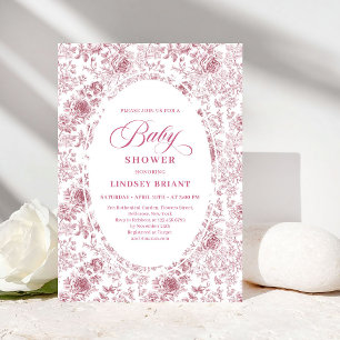 Klassisk blomstergrafik med rosor baby shower-inbj inbjudningar