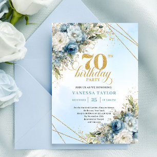 Klassisk blomsterinbjudan till 70-årsfirande inbjudningar
