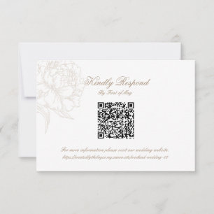 Klassisk blomsterkontur QR-kod RSVP-svarskort OSA Kort